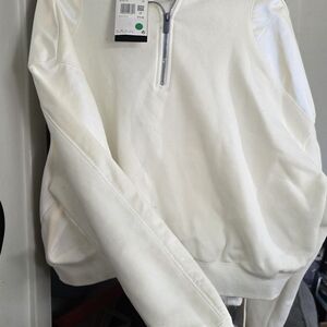 Men's White Half-Zip Sweater